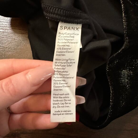 Spanx black & gold velvet sparkly leggings size S - Picture 7 of 10